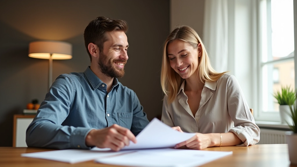 Pár sedí spolu a plánuje své finance s radostí a důvěrou